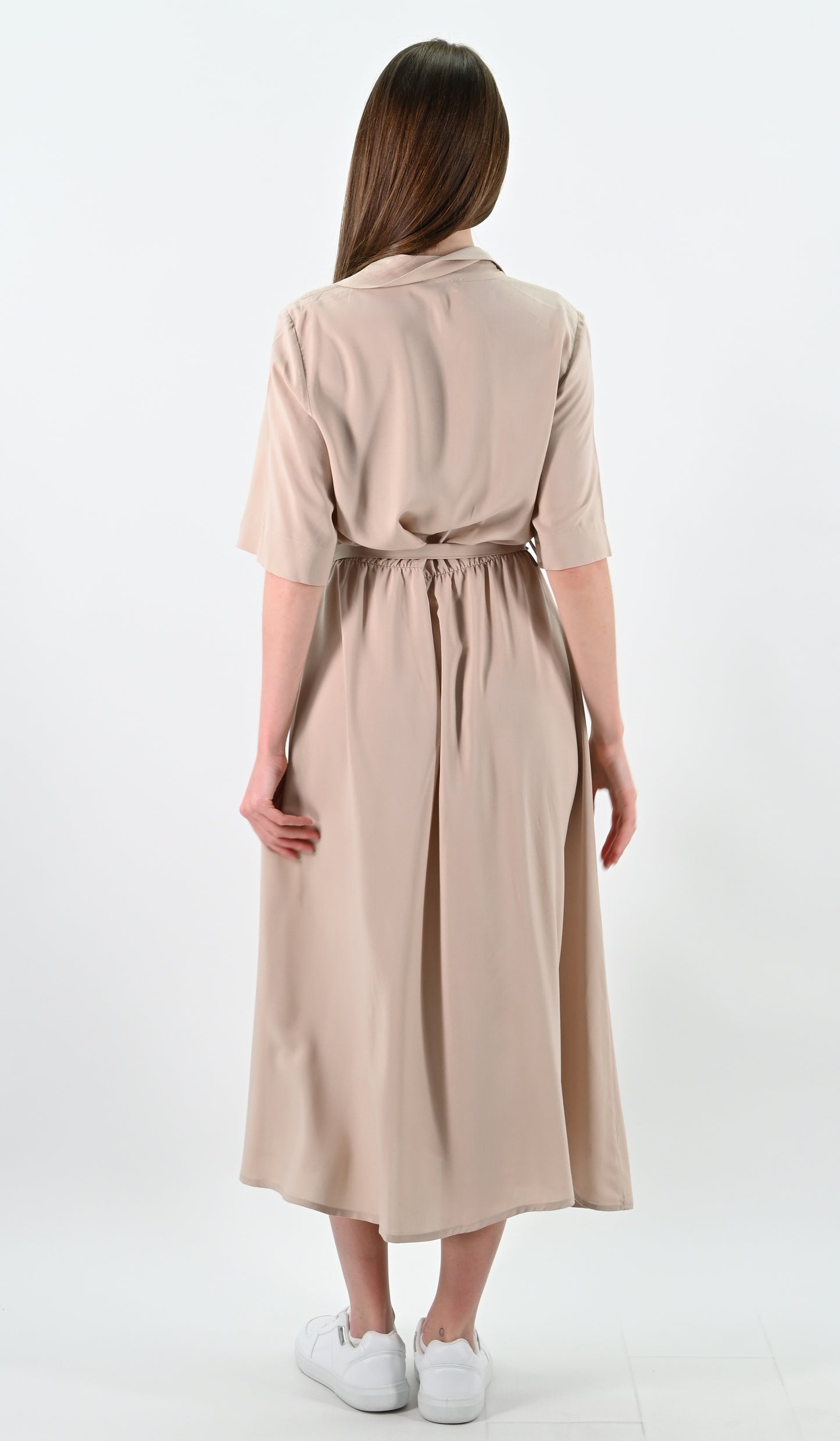 Tie-Waist Midi Shirt Dress